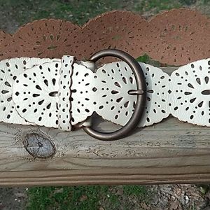 Fossil Wide Leather Boho Belt